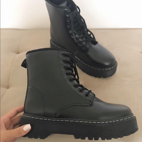 Restocked Lace Up Cleated Platform Combat Boots - Picture 3 of 4